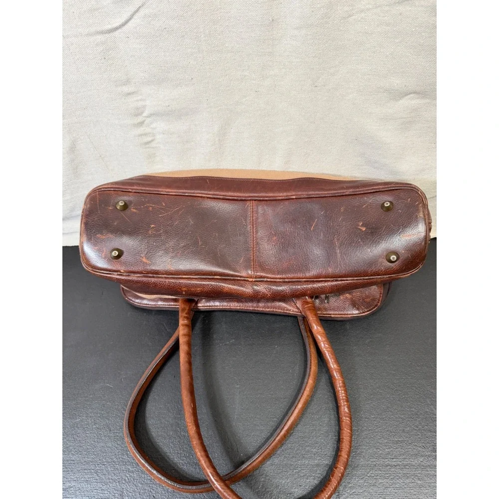 Duluth Trading Co Travel Bag Unisex Large Brown Vintage Canvas Leather Trolley